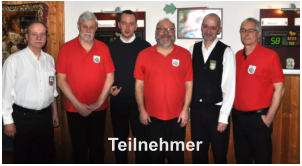 Teilnehmer v. l. Uwe Rohland, Weiss-Rot-Weiss | Klaus Schmidt, Borsigwalde | Sven Remus, Billard Akademie Berlin | Andreas Lüth, Borsigwalde | Christian Neugebauer, Lichtenberg | Harald Kutzki, Borsigwalde